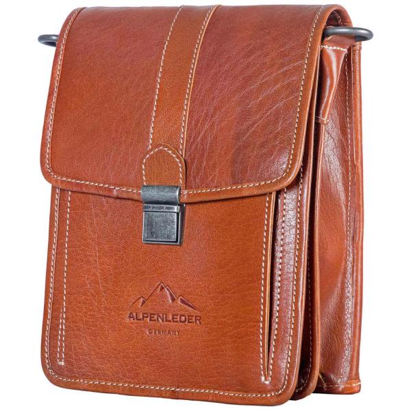 ALPENLEDER Schultertasche Messenger GALILEO (cognac) CG125-c