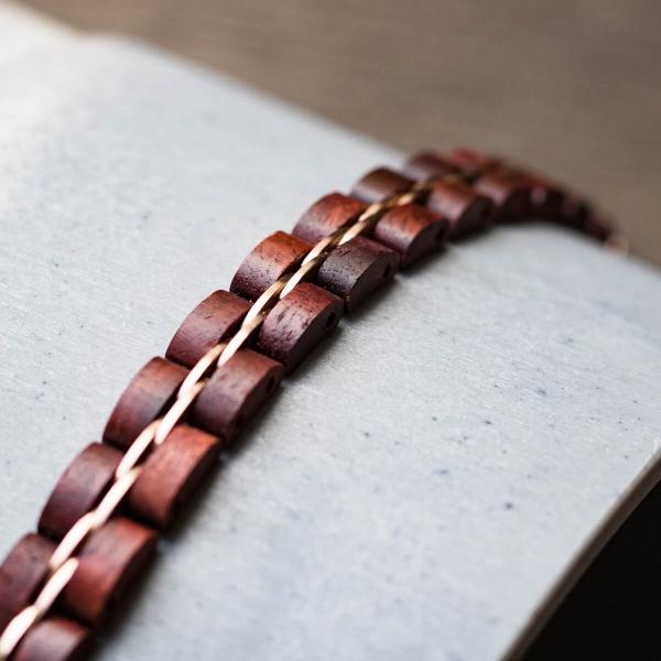 HOLZKERN Armband Belcanto Padoukholz Roségold