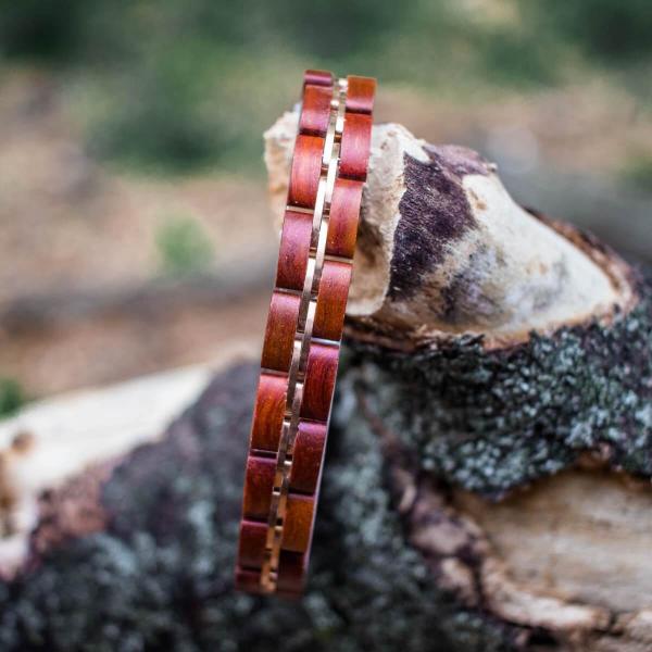 HOLZKERN Armband Belcanto Padoukholz Roségold