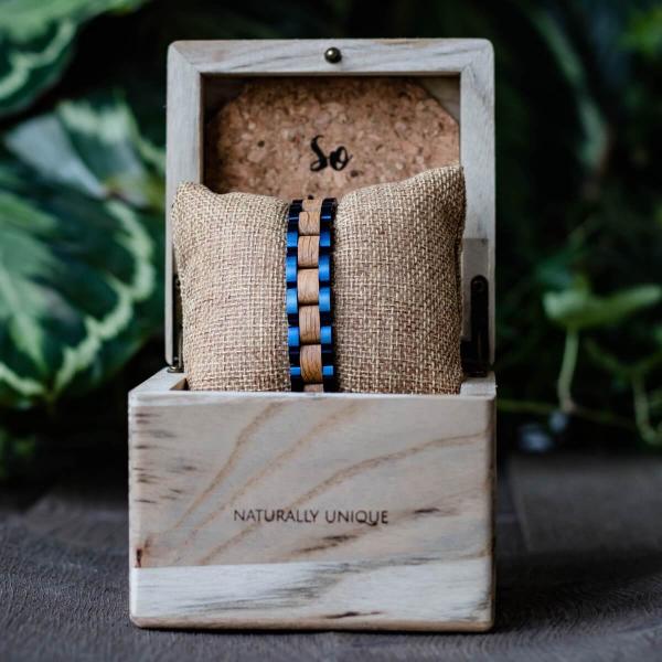 HOLZKERN Armband Dreiklang Eichenholz Blau