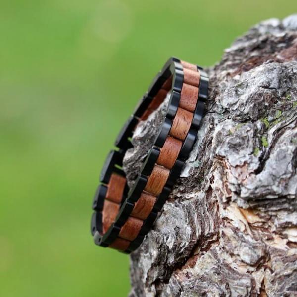 HOLZKERN Armband Dreiklang Mahagoniholz Schwarz