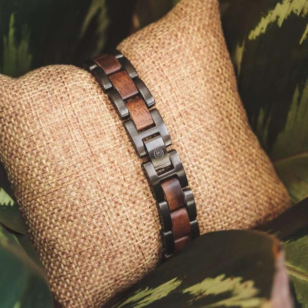 HOLZKERN Armband Dreiklang Walnussholz Grau