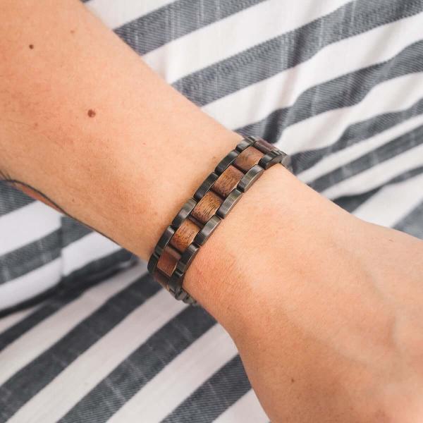 HOLZKERN Armband Dreiklang Walnussholz Grau