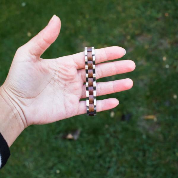 HOLZKERN Armband Dreiklang Walnussholz Silber