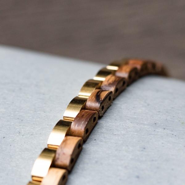 HOLZKERN Armband Duett Zebranoholz Gold