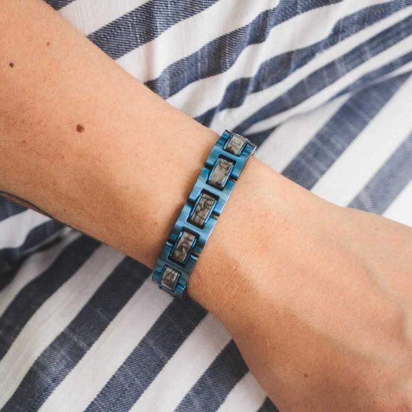 HOLZKERN Armband Fortissimo grauer Marmor Blau