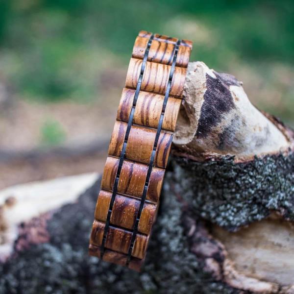 HOLZKERN Armband Grandezza Zebranoholz Schwarz