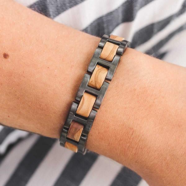 HOLZKERN Armband Acoustic Olivenholz Grau