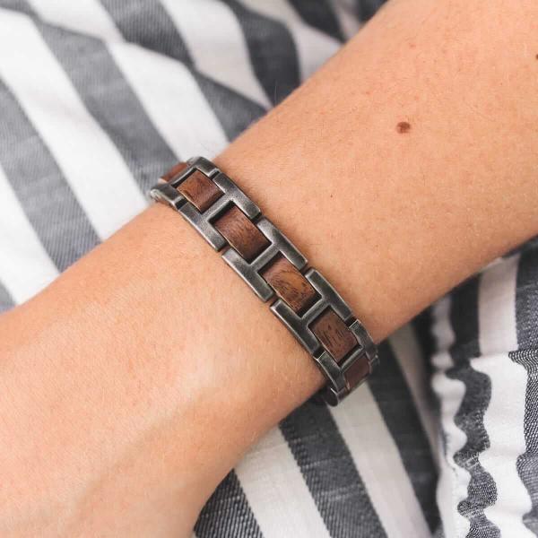 HOLZKERN Armband AcousticWalnussholz Antiksilber