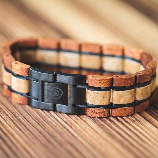 HOLZKERN Armband Largo Mahagoniholz Marmor