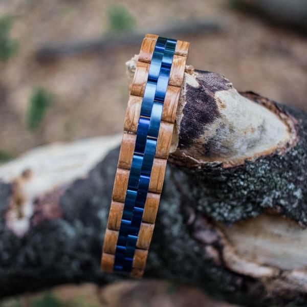 HOLZKERN Armband Menuett Eichenholz Blau