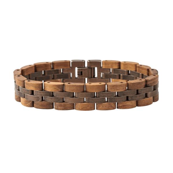 HOLZKERN Armband Menuett Teakholz Antikkupfer