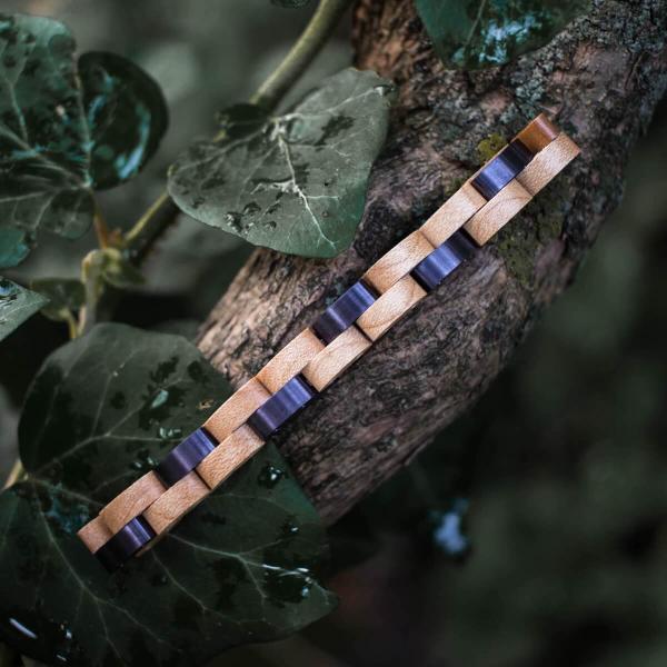 HOLZKERN Armband Rondo Ahornholz Dunkelviolett