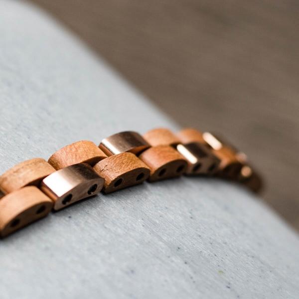 HOLZKERN Armband Rondo Kirschholz Roségold