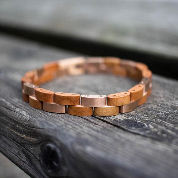 HOLZKERN Armband Rondo Kirschholz Roségold