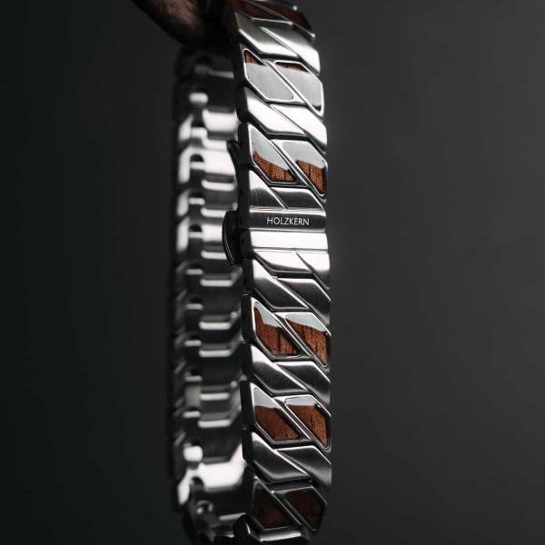 HOLZKERN | Armband Bandlett Bariton (Walnuss / Silber)