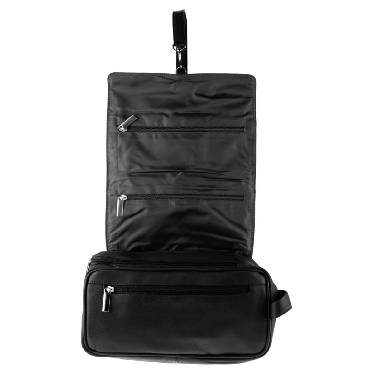 ALPENLEDER Kulturtasche ROLL UP Rindleder schwarz