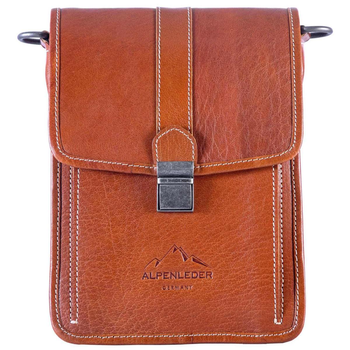 ALPENLEDER Schultertasche Messenger GALILEO (cognac) CG125-c