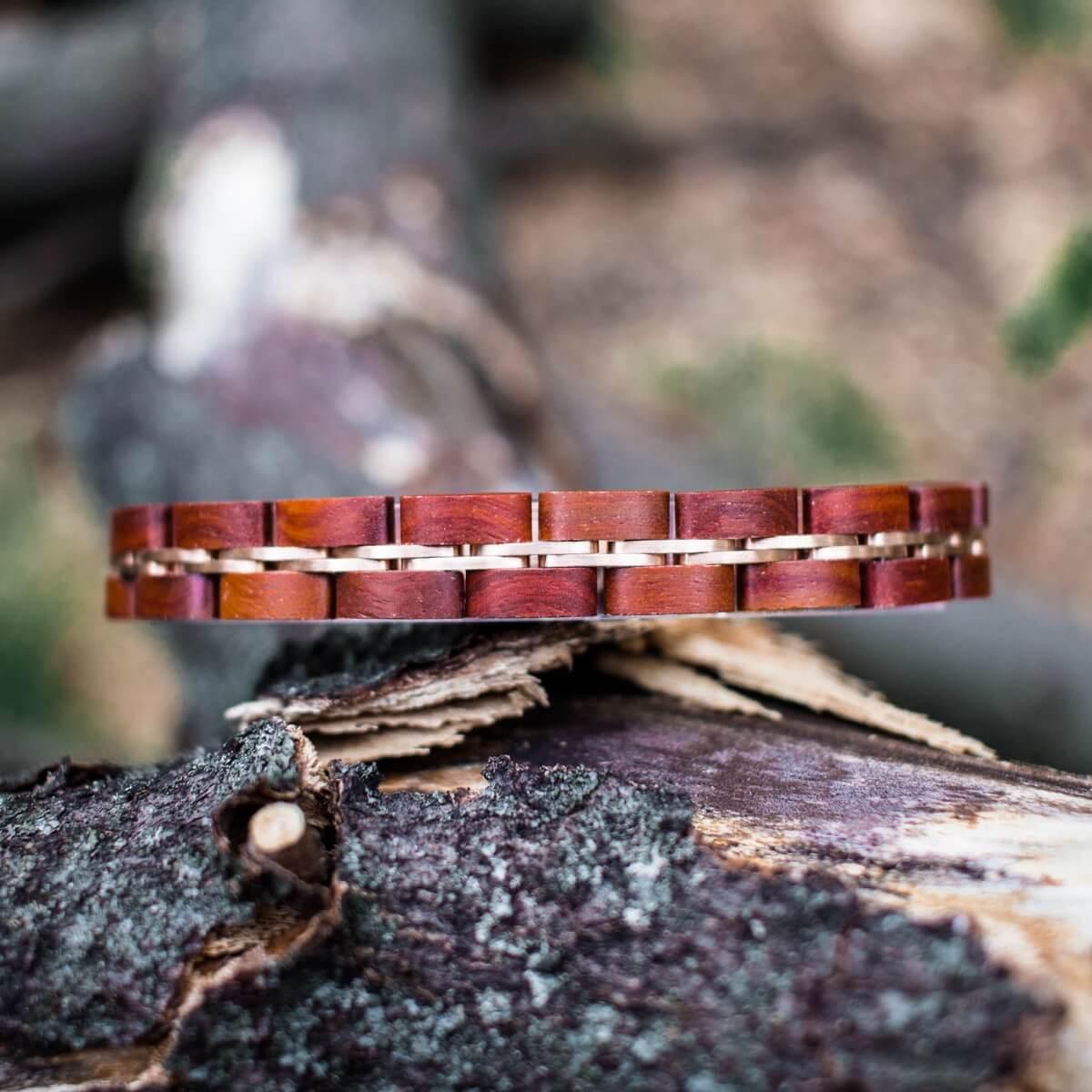 HOLZKERN Armband Belcanto Padoukholz Roségold