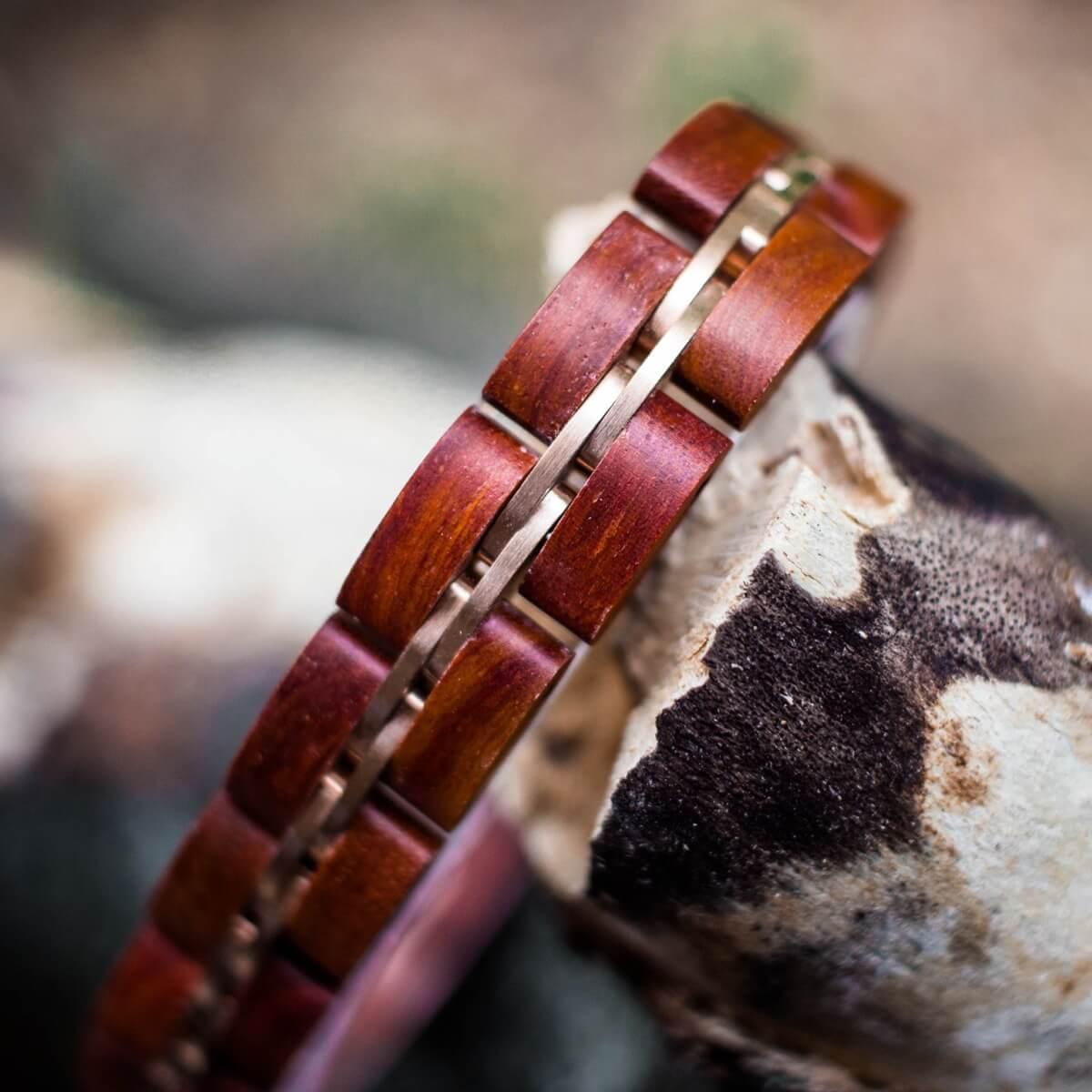 HOLZKERN Armband Belcanto Padoukholz Roségold