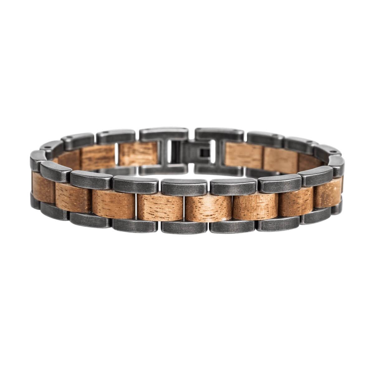 HOLZKERN Armband Dreiklang Marmorholz Antiksilber