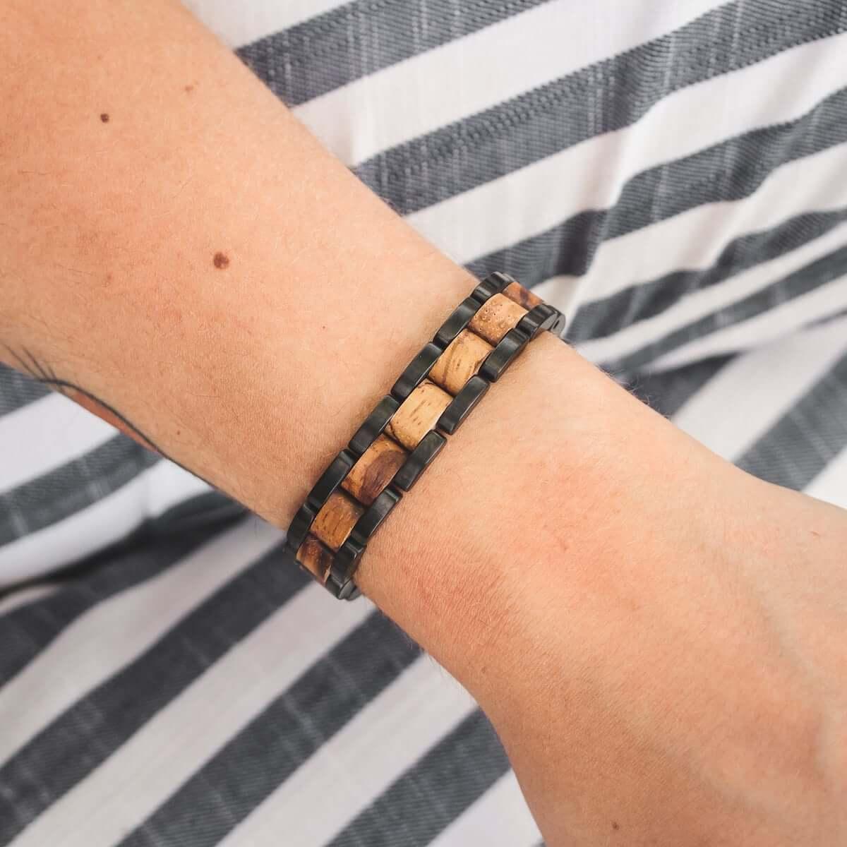 HOLZKERN Armband Dreiklang Zebranoholz Schwarz