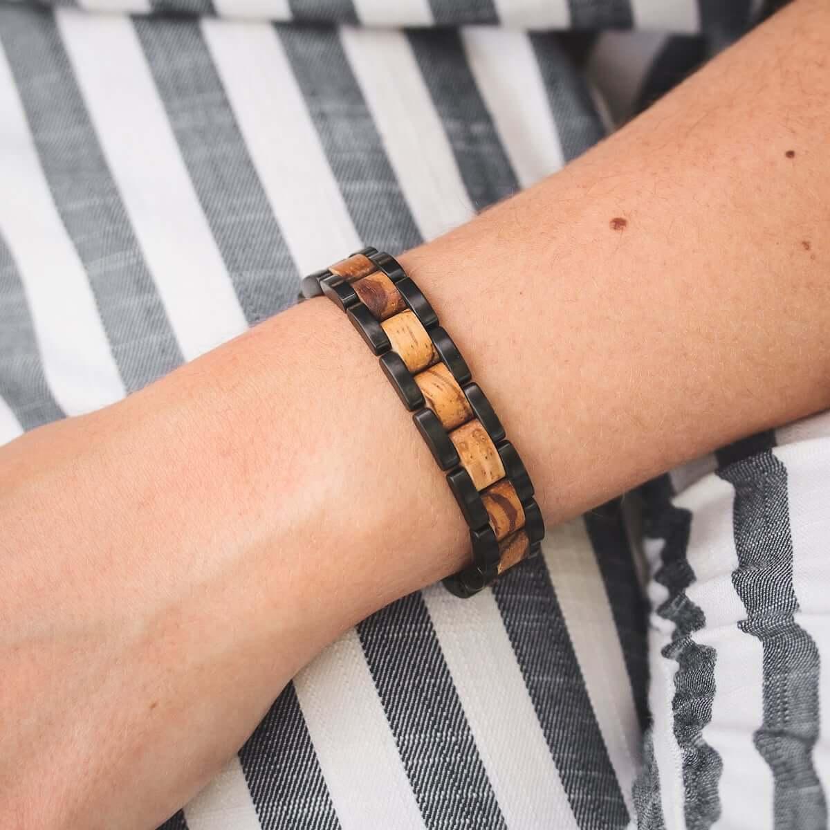 HOLZKERN Armband Dreiklang Zebranoholz Schwarz