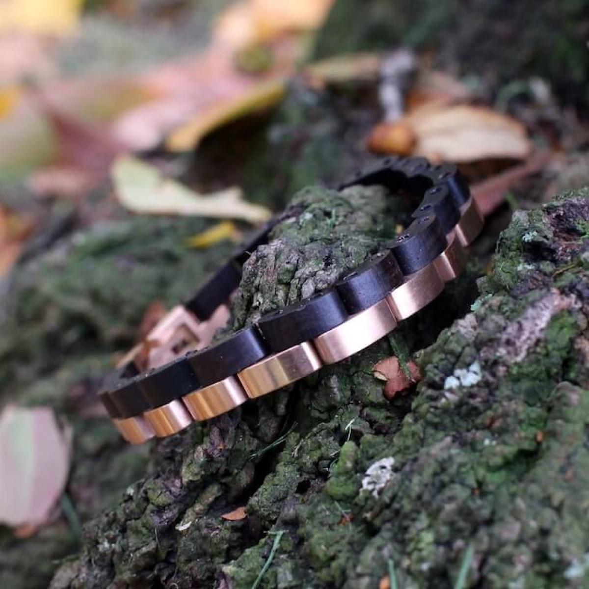 HOLZKERN Armband Duett Leadwood Roségold