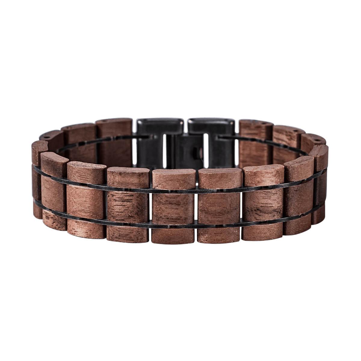 HOLZKERN Armband Grandezza Walnussholz Antiksilber