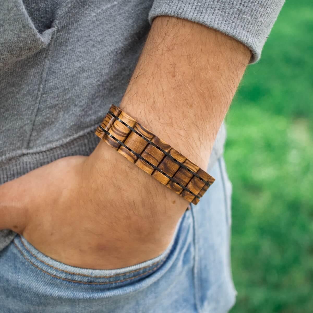 HOLZKERN Armband Grandezza Zebranoholz Schwarz