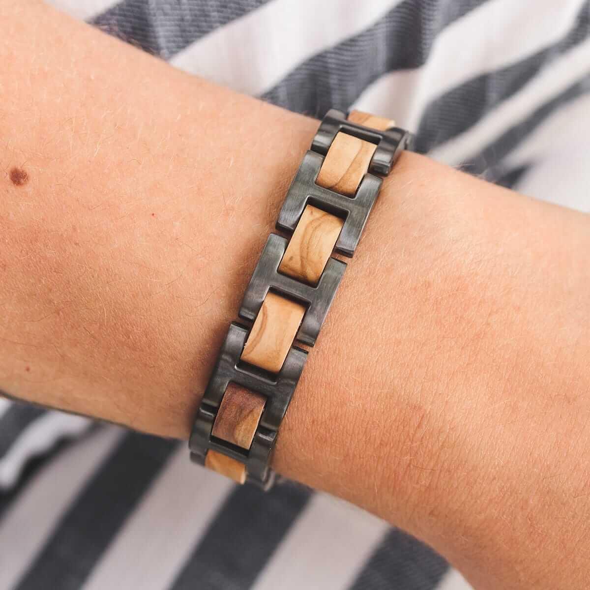 HOLZKERN Armband Acoustic Olivenholz Grau