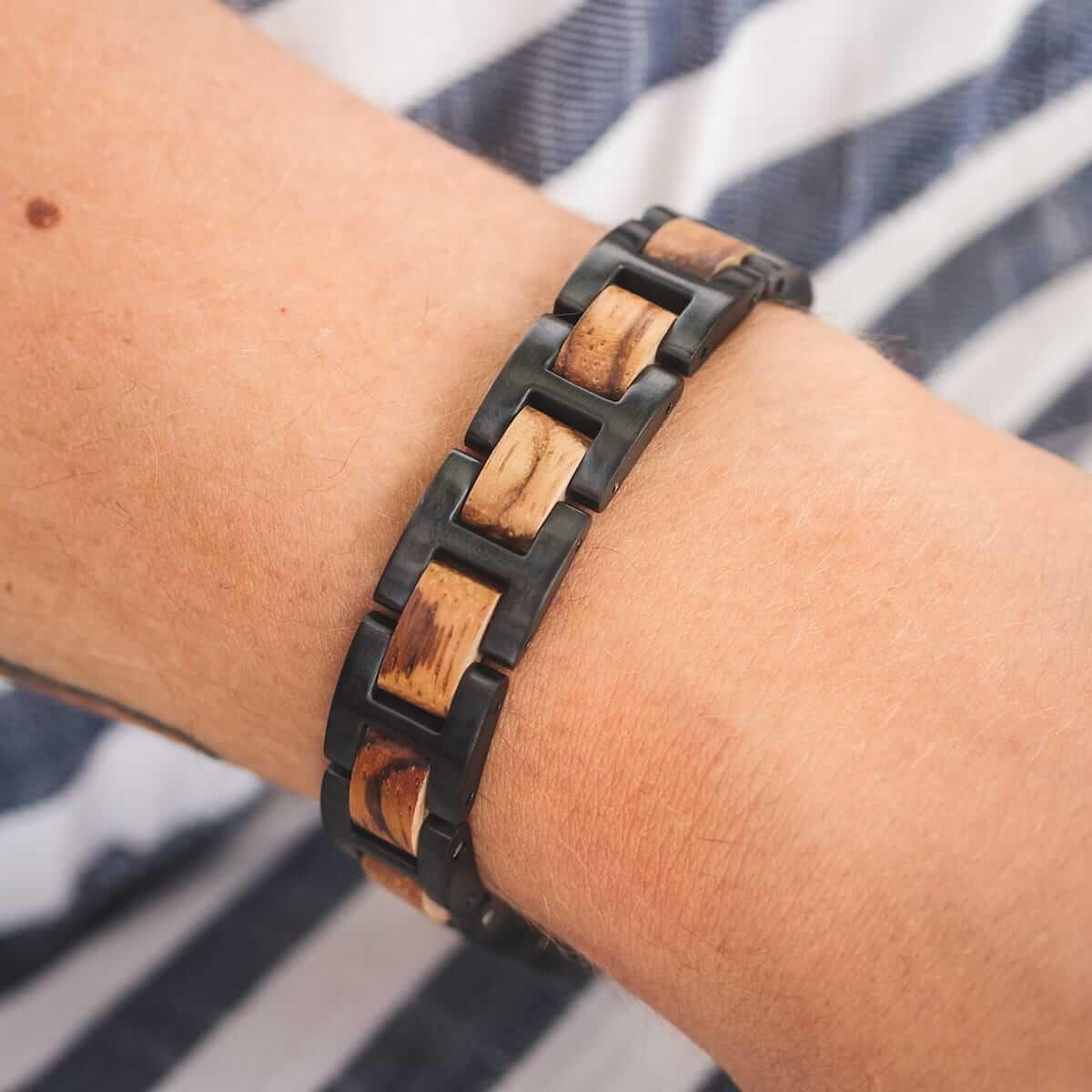 HOLZKERN Armband Acoustic Zebranoholz Schwarz