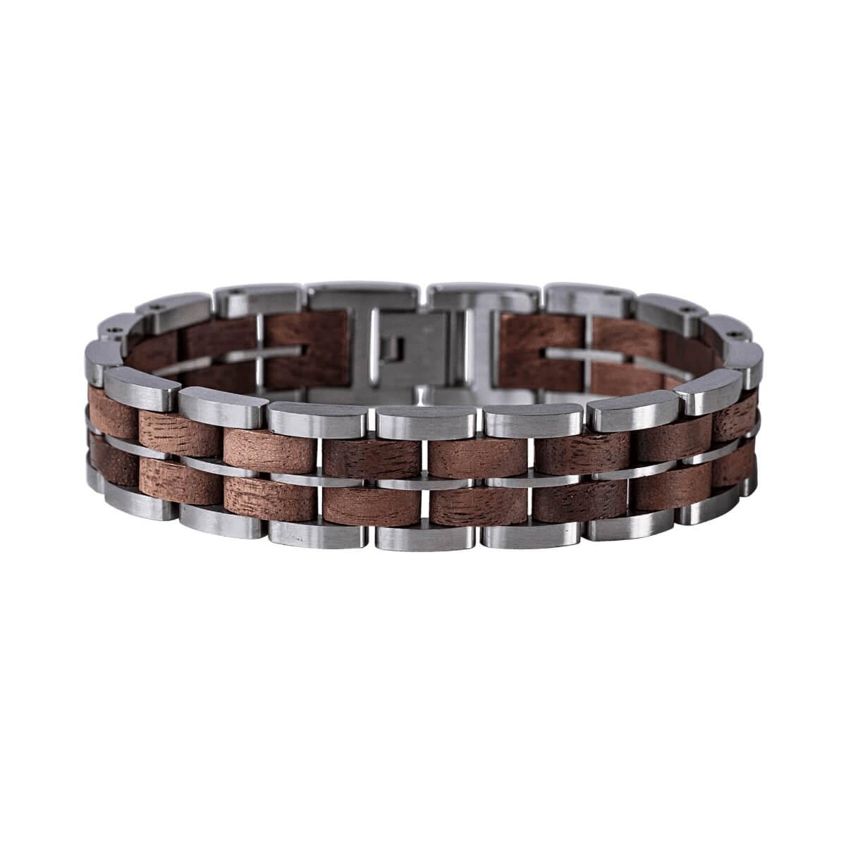 HOLZKERN Armband Kanon Walnussholz Silber