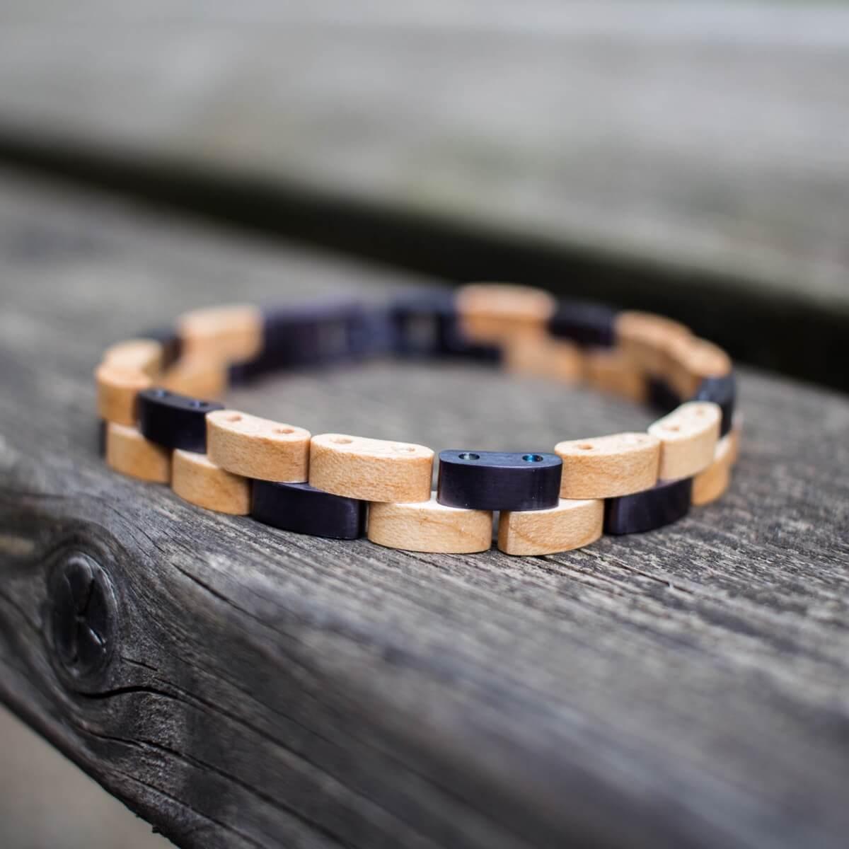 HOLZKERN Armband Rondo Ahornholz Dunkelviolett