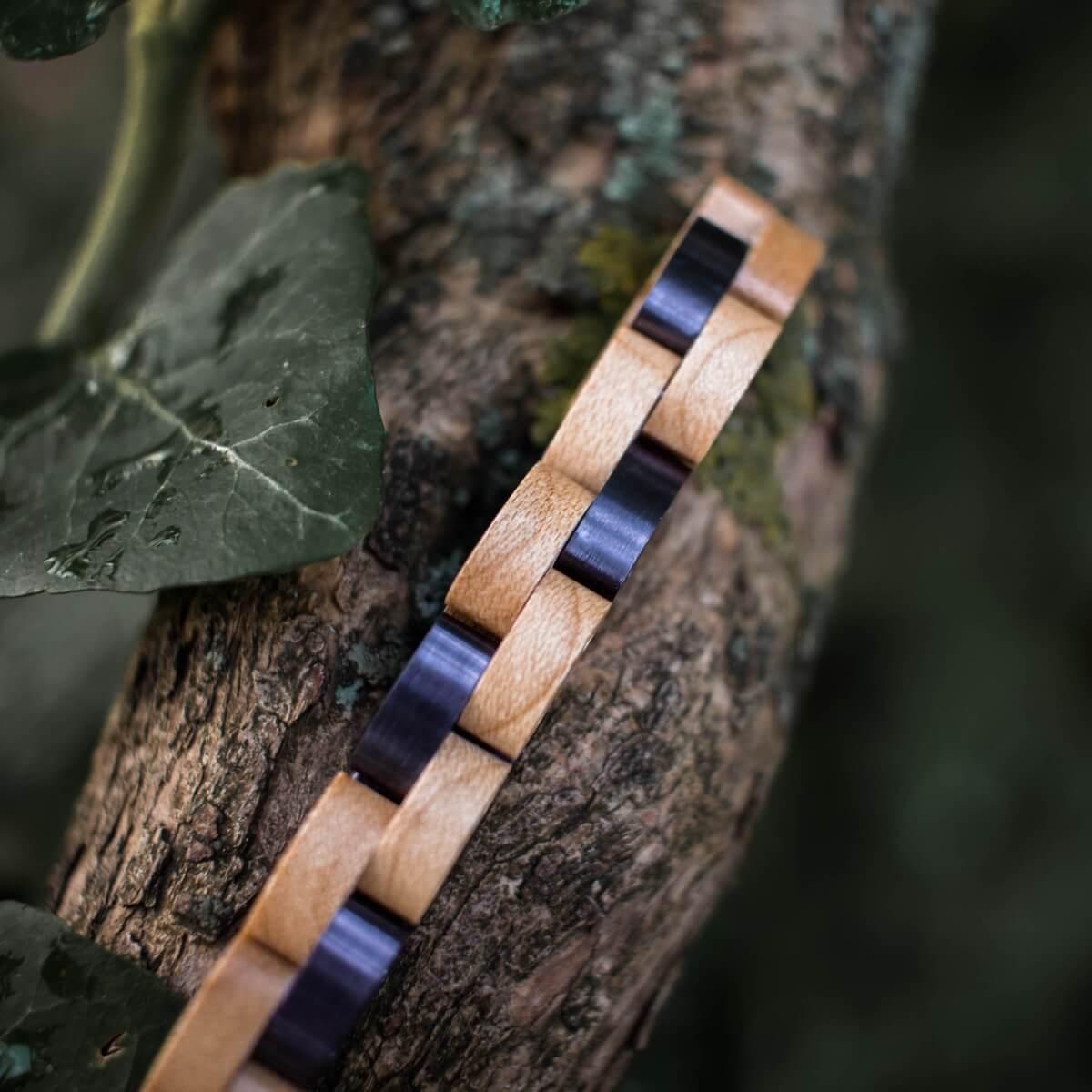 HOLZKERN Armband Rondo Ahornholz Dunkelviolett