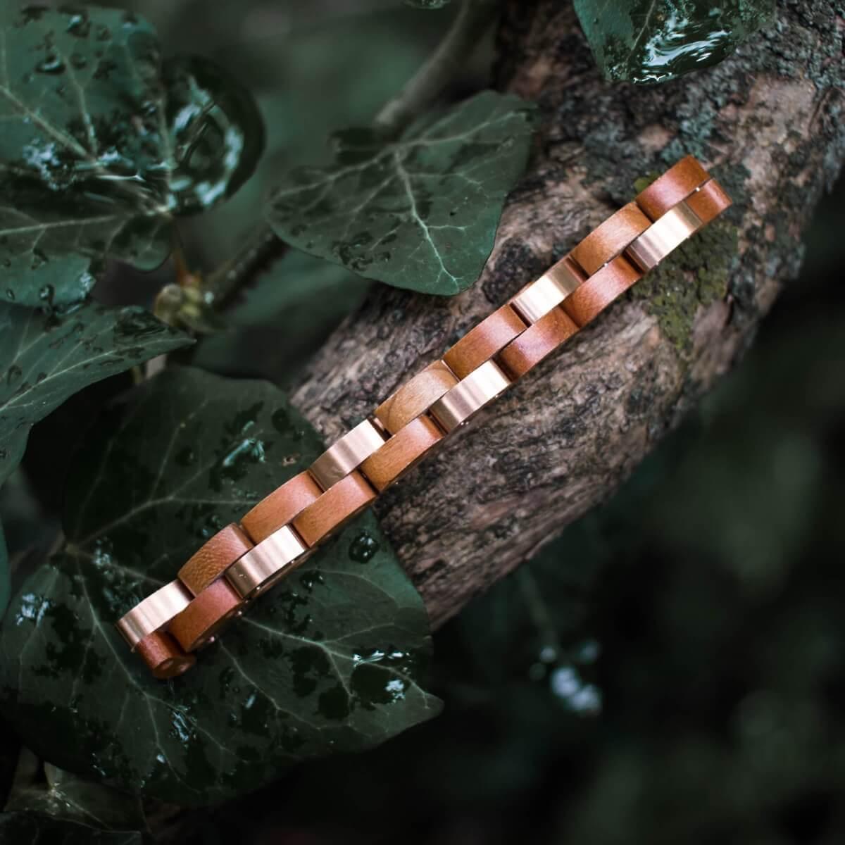 HOLZKERN Armband Rondo Kirschholz Roségold