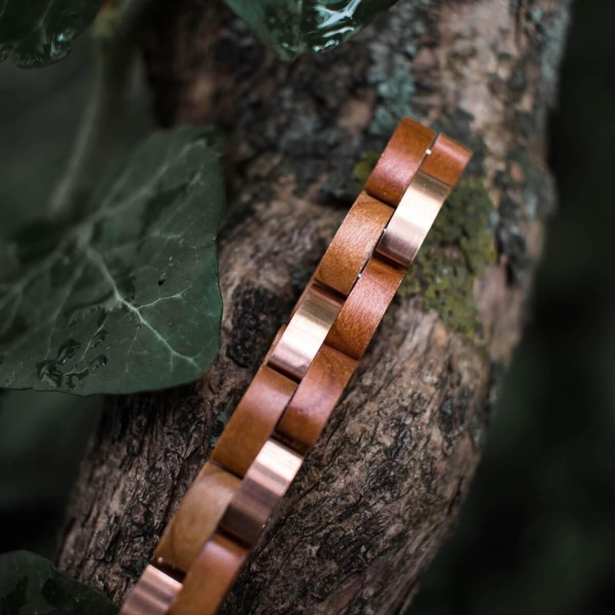 HOLZKERN Armband Rondo Kirschholz Roségold