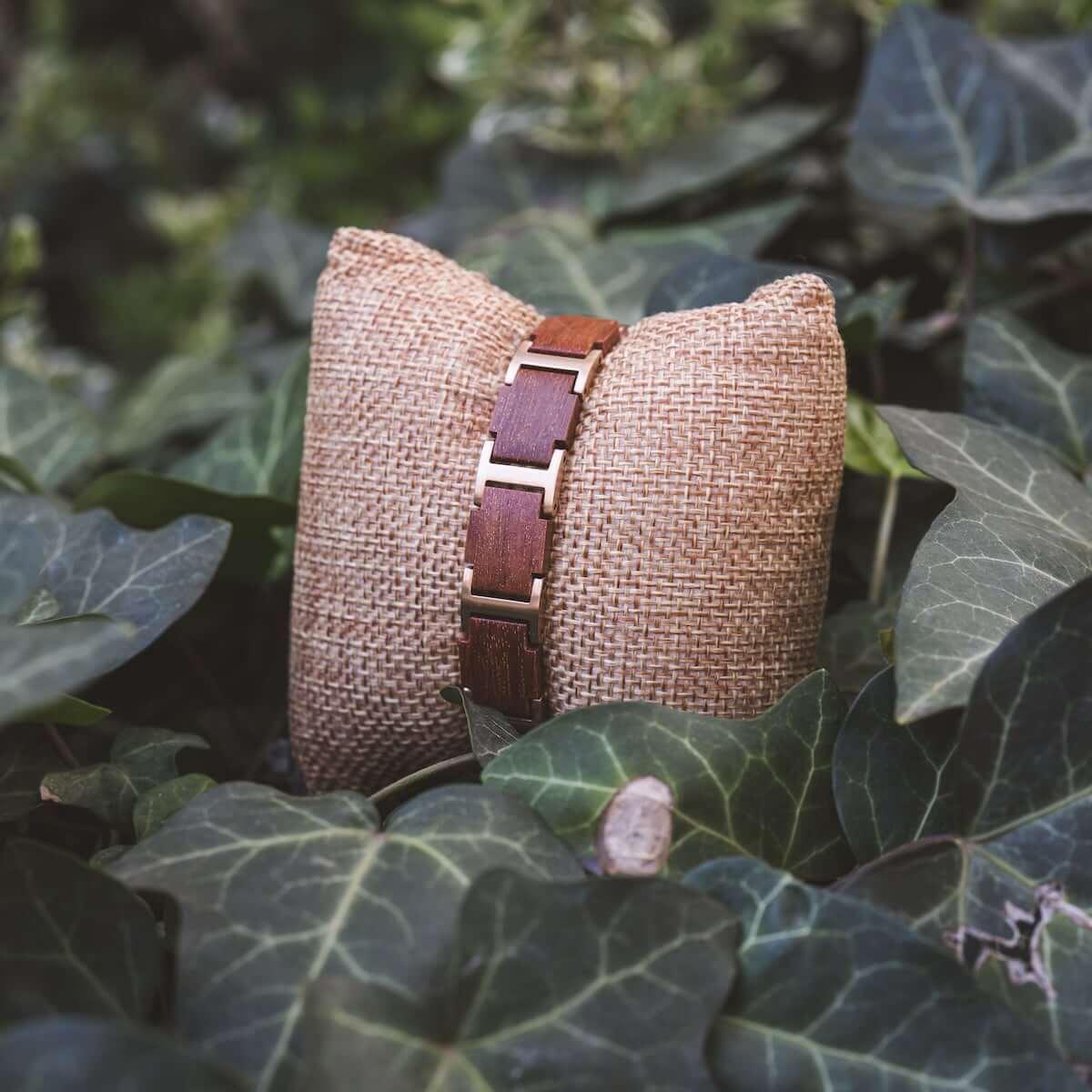 HOLZKERN Bandlet Armband Unisono Padoukholz Roségold