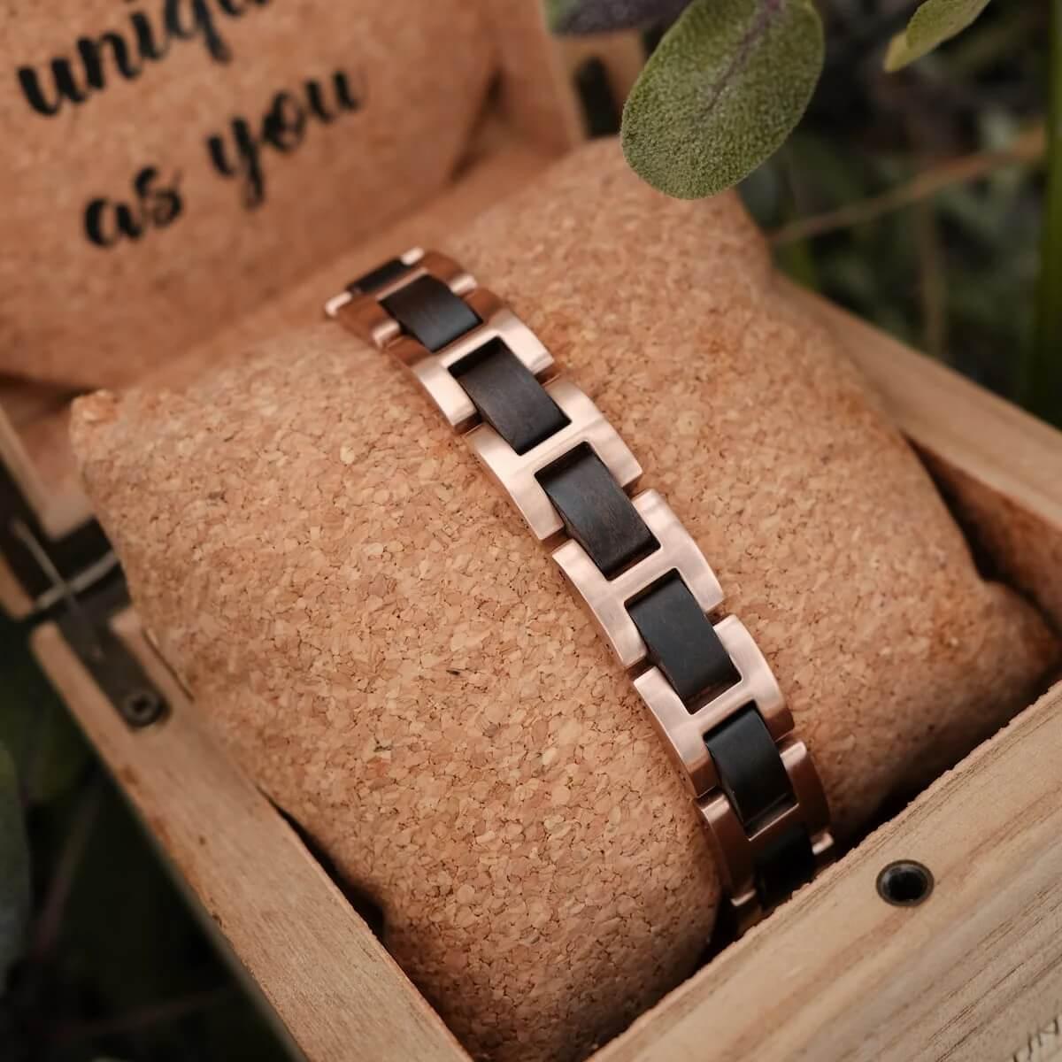 HOLZKERN | Bandlet Armband Acoustic Ahornholz Roségold